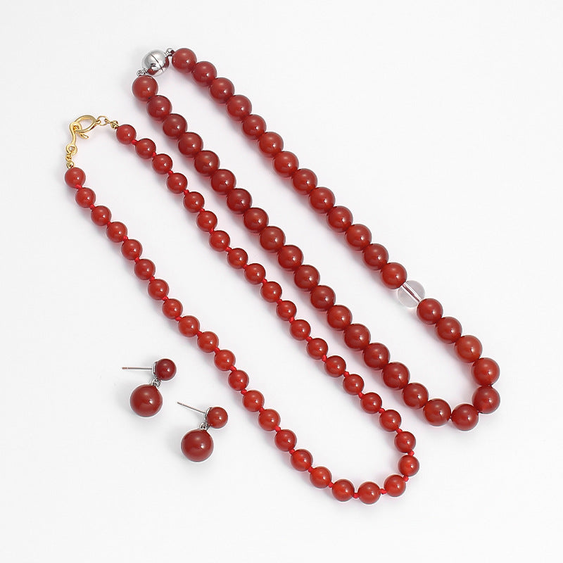 Red Agate Beaded Earrings