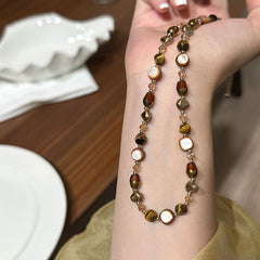 Elegant Luxury Natural Tiger's Eye Beaded Necklace