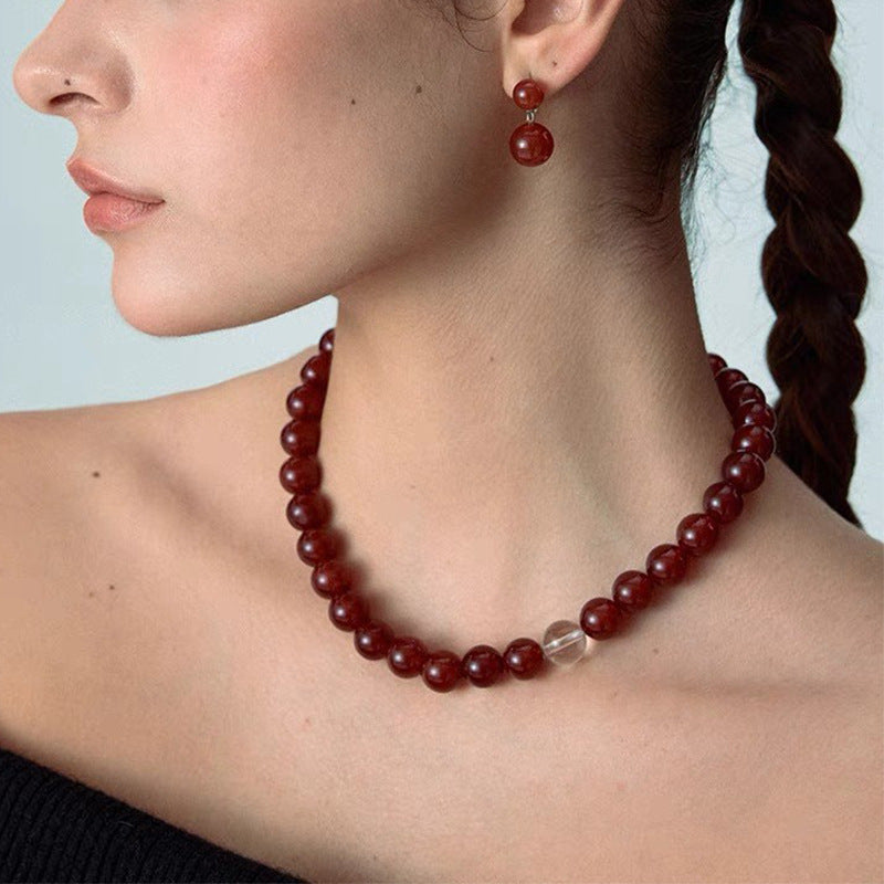 Red Agate Beaded Earrings