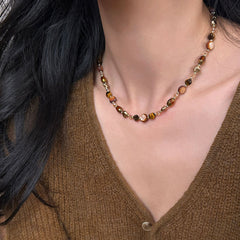 Elegant Luxury Natural Tiger's Eye Beaded Necklace