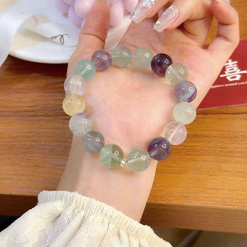 Natural Purple Fluorite Gradient Beaded Crystal Bracelet