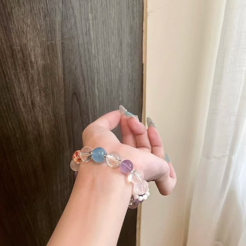 Authentic Natural Rose Quartz Aquamarine Amethyst Bracelet