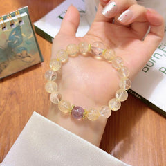Natural Yellow Agate White Agate Crystal Beaded Bracelet
