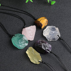 Natural Rose Quartz Amethyst Clear Quartz Irregular Raw Stone Pendant
