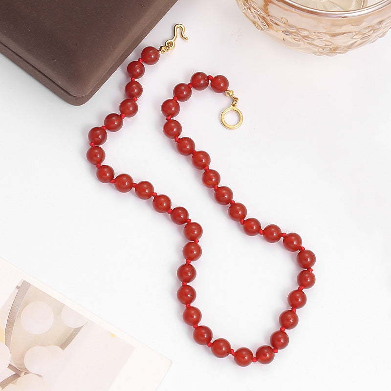 Red Agate Beaded Necklace
