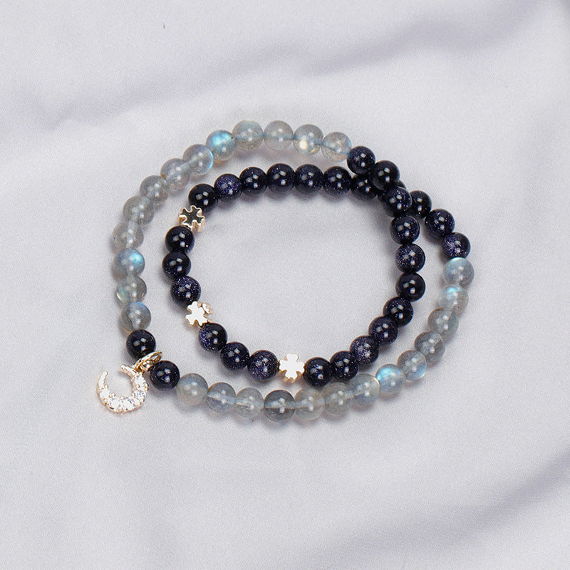 Starry Moon Myth Blue Sandstone Gray Moonstone Multi-Layer Bracelet