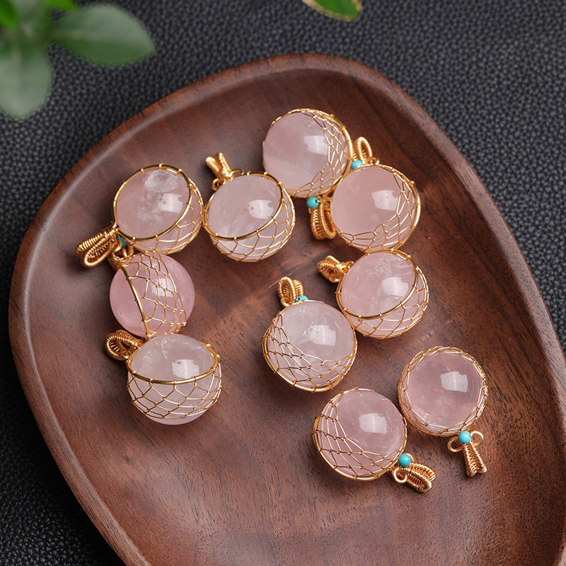 Natural Rose Quartz Sphere Pendant
