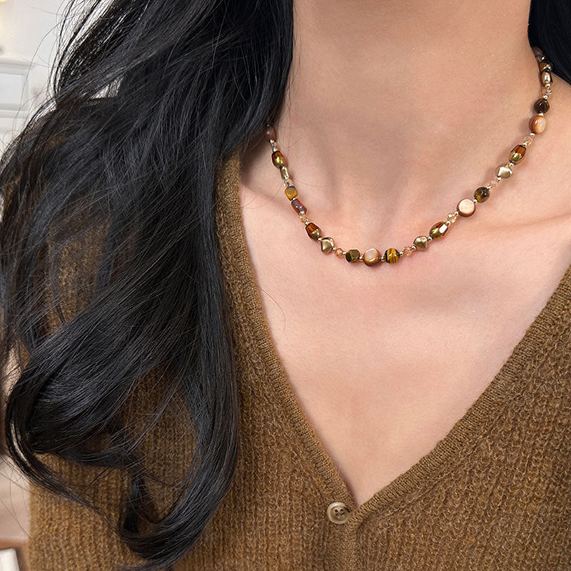 Elegant Luxury Natural Tiger's Eye Beaded Necklace