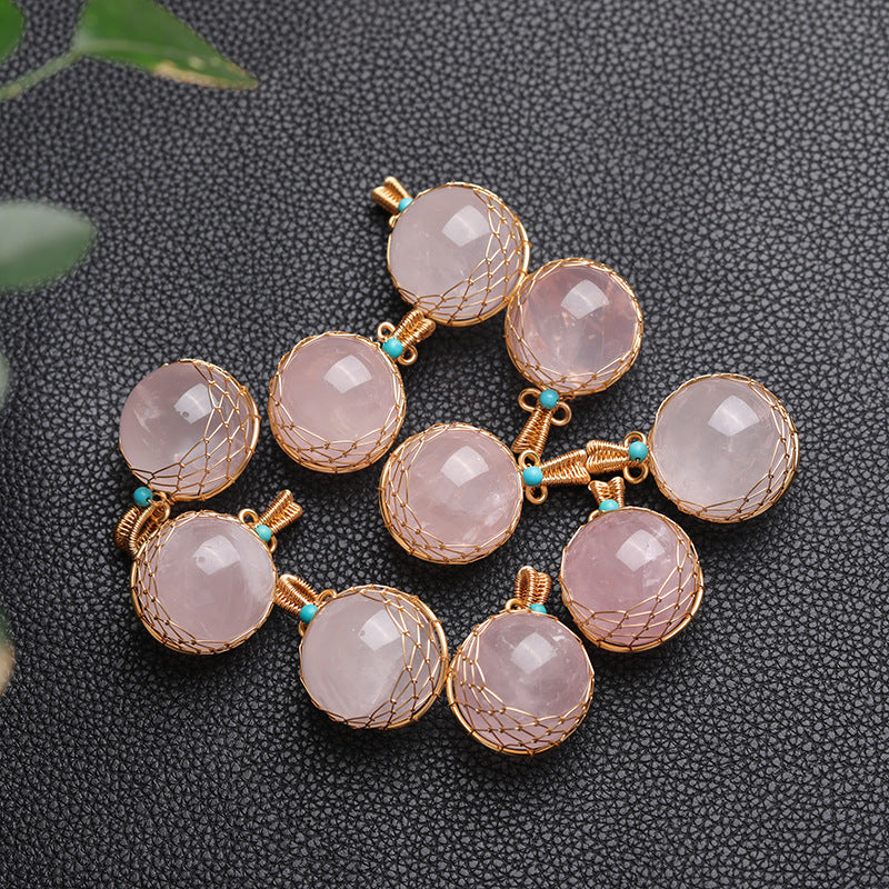 Natural Rose Quartz Sphere Pendant