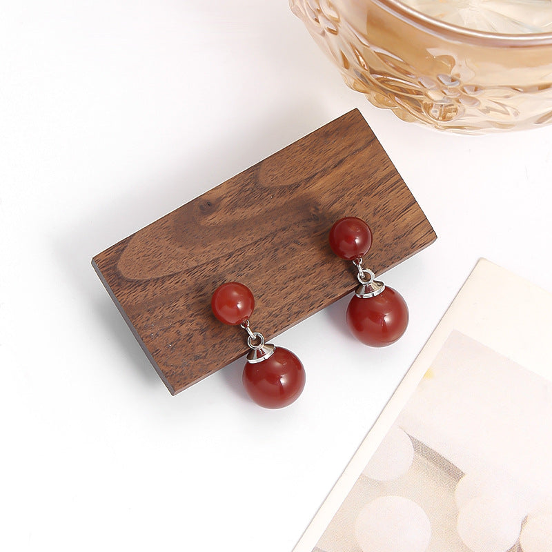 Red Agate Beaded Earrings