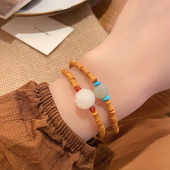 Ethereal Charm Chinese Walnut Shell Bamboo Segment Slim Bracelet