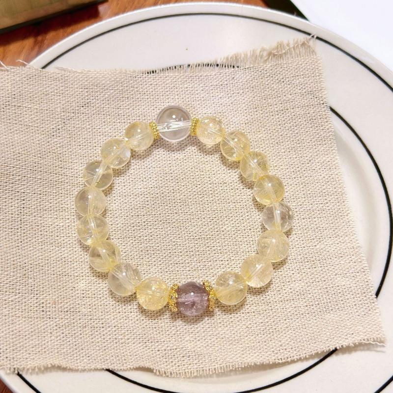 Natural Yellow Agate White Agate Crystal Beaded Bracelet