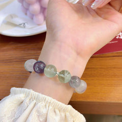 Natural Purple Fluorite Gradient Beaded Crystal Bracelet
