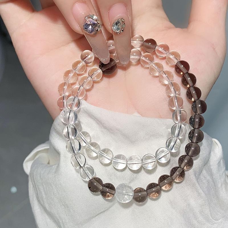 Smoky Quartz Clear Quartz Multi-Layer Bracelet