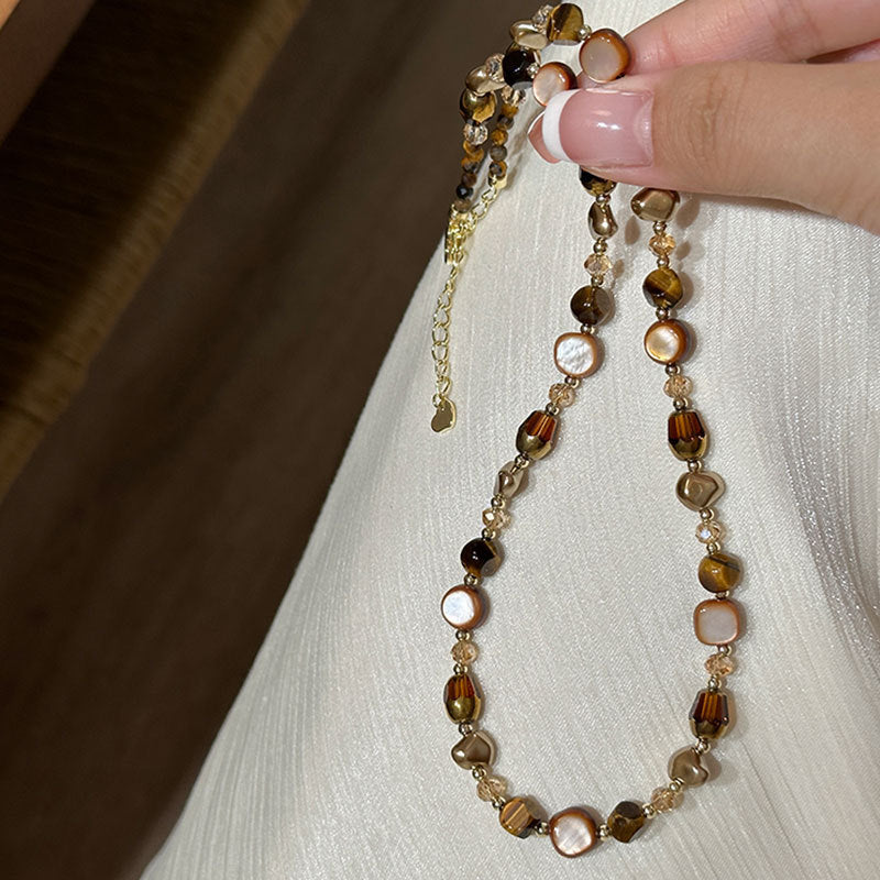 Elegant Luxury Natural Tiger's Eye Beaded Necklace