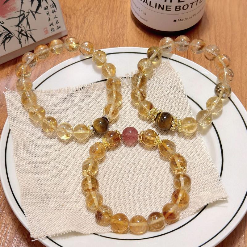 Natural Yellow Citrine & Tiger's Eye Bracelet