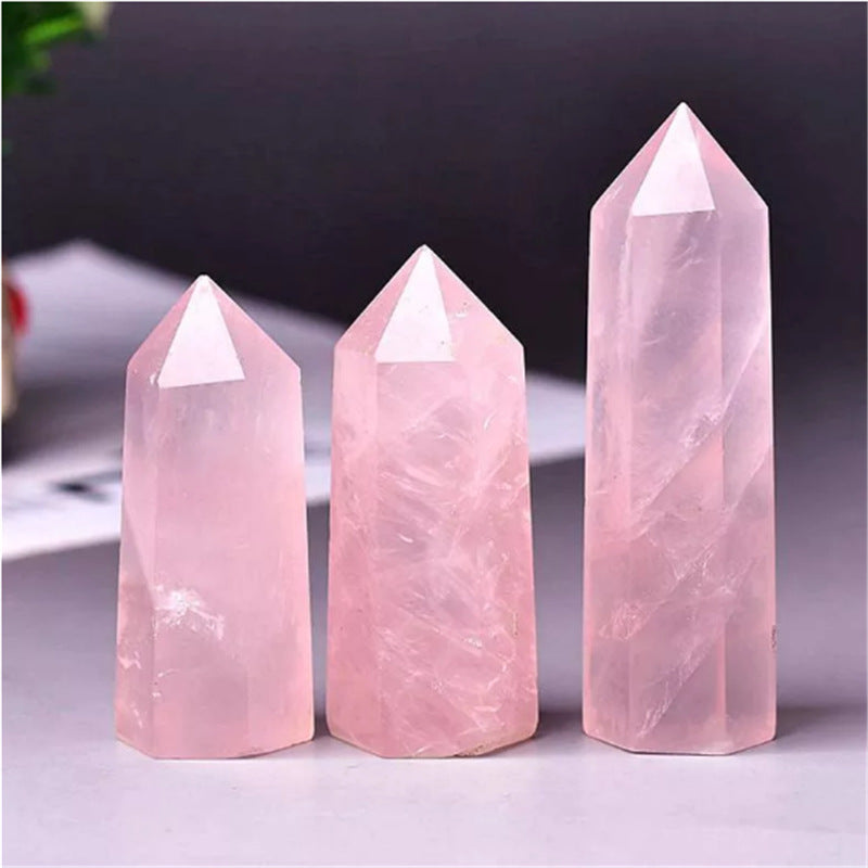 Natural Rose Quartz Single-Terminated Hexagonal Crystal Point