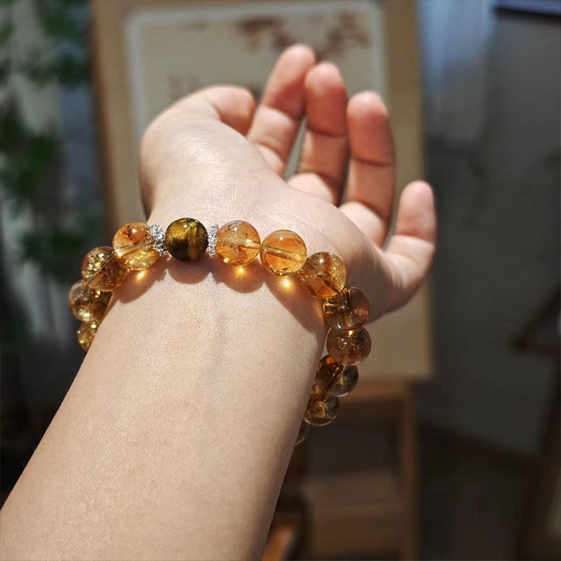 "Homebody's Favorite" Natural Yellow Crystal &amp; Tiger's Eye Bracelet