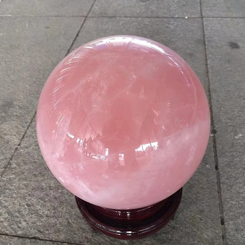 Natural Rose Quartz Crystal Sphere with Stand Included