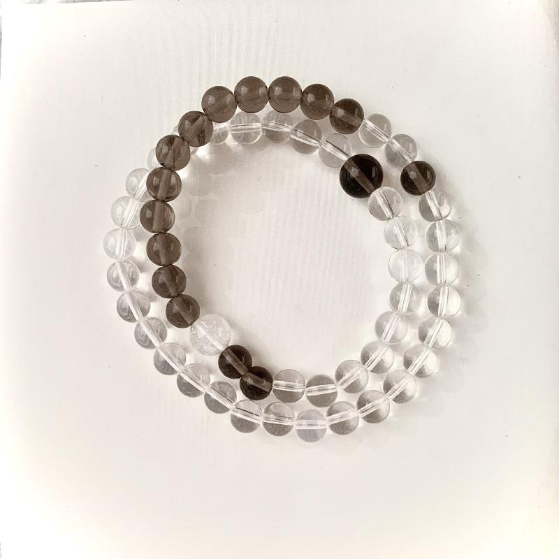 Smoky Quartz Clear Quartz Multi-Layer Bracelet