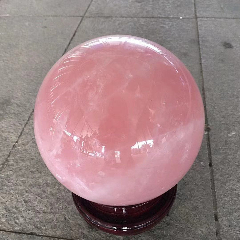 Natural Rose Quartz Crystal Sphere with Stand Included