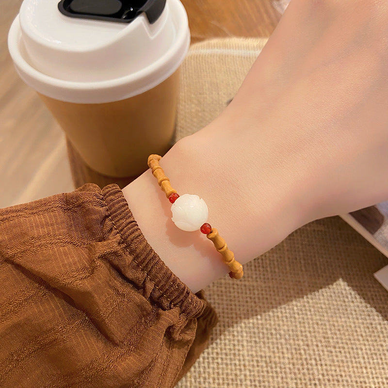 Ethereal Charm Chinese Walnut Shell Bamboo Segment Slim Bracelet