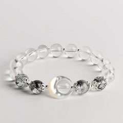 Black Rutile Quartz Obsidian Clear Quartz Bracelet