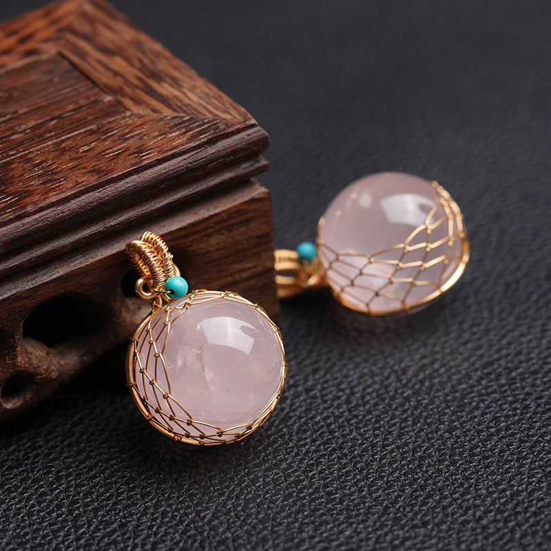 Natural Rose Quartz Sphere Pendant
