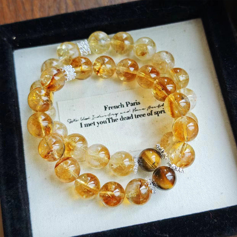 "Homebody's Favorite" Natural Yellow Crystal &amp; Tiger's Eye Bracelet