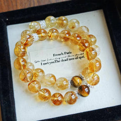 "Homebody's Favorite" Natural Yellow Crystal &amp; Tiger's Eye Bracelet