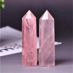 Natural Rose Quartz Single-Terminated Hexagonal Crystal Point