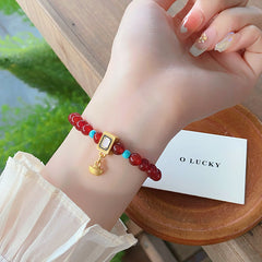 Playful Mahjong Red Agate Bracelet