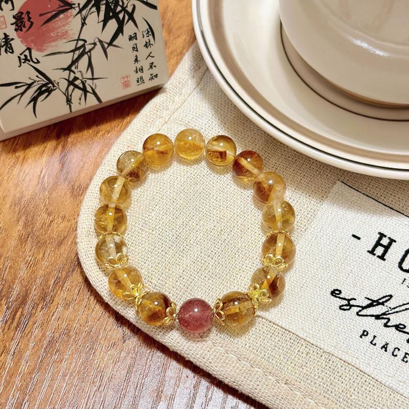 Natural Yellow Citrine & Tiger's Eye Bracelet