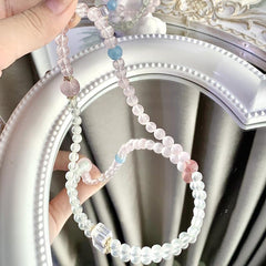 Natural Rose Prehnite Strawberry Clear Quartz Aquamarine Multi-Layer Bracelet
