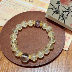 Natural Yellow Agate White Agate Crystal Beaded Bracelet