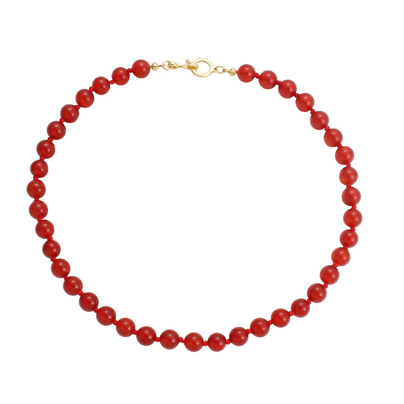 Red Agate Beaded Necklace