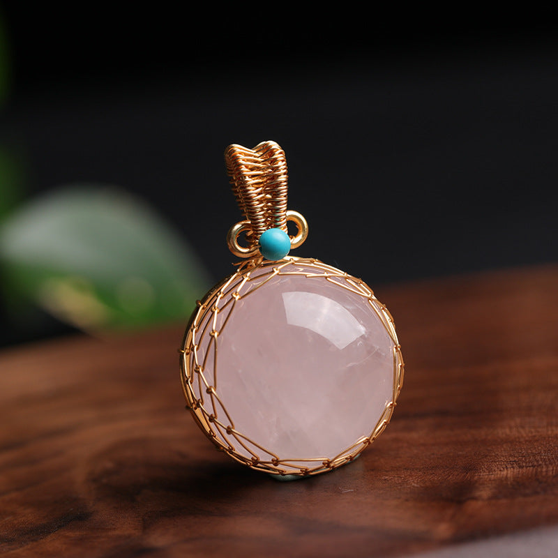 Natural Rose Quartz Sphere Pendant