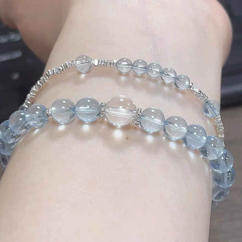 Aquamarine Silver-Toned Crystal Bracelet