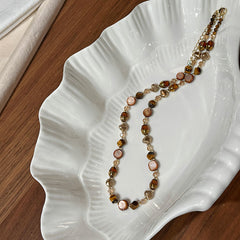 Elegant Luxury Natural Tiger's Eye Beaded Necklace