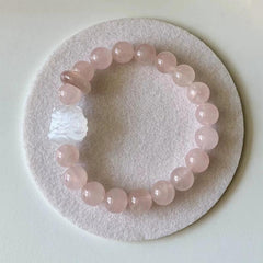 Natural Madagascar Rose Quartz Red Agate Lion Charm Bracelet