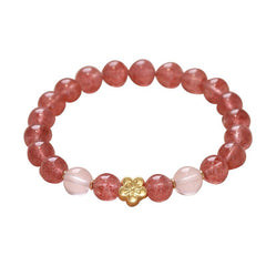 Radiant Peach Blossom Natural Pigeon Blood Strawberry Quartz Bracelet