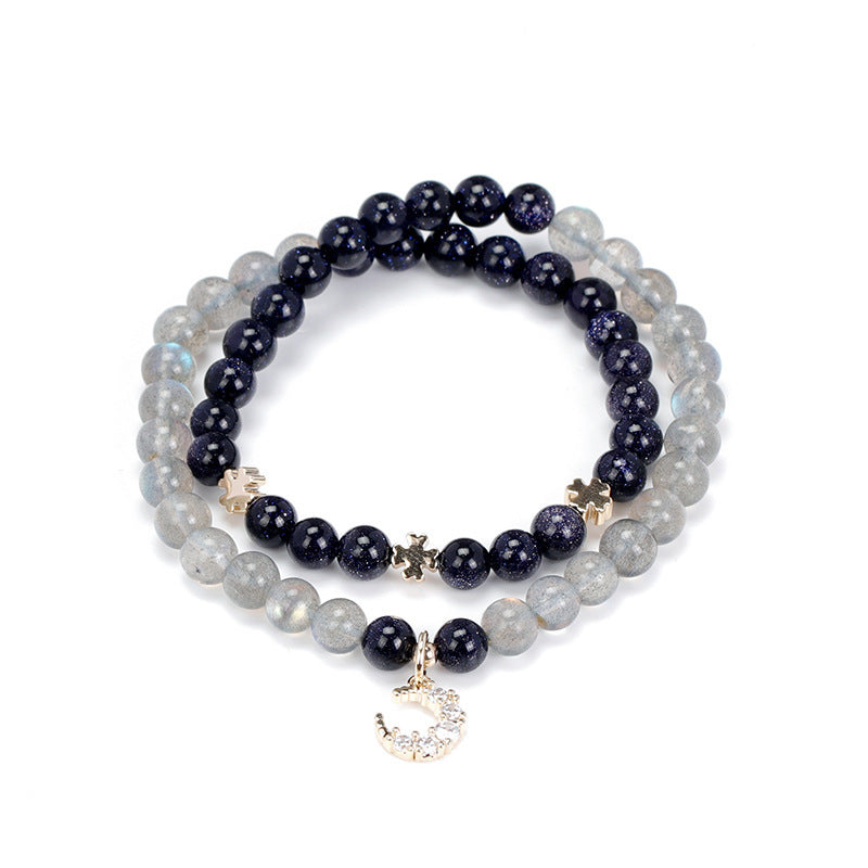 Starry Moon Myth Blue Sandstone Gray Moonstone Multi-Layer Bracelet