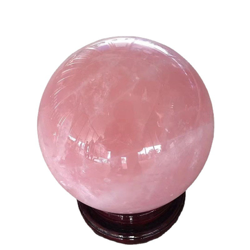 Natural Rose Quartz Crystal Sphere with Stand Included