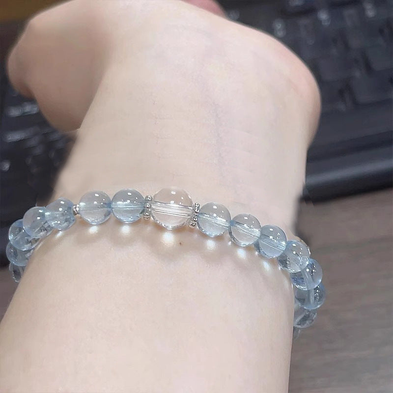 Aquamarine Silver-Toned Crystal Bracelet