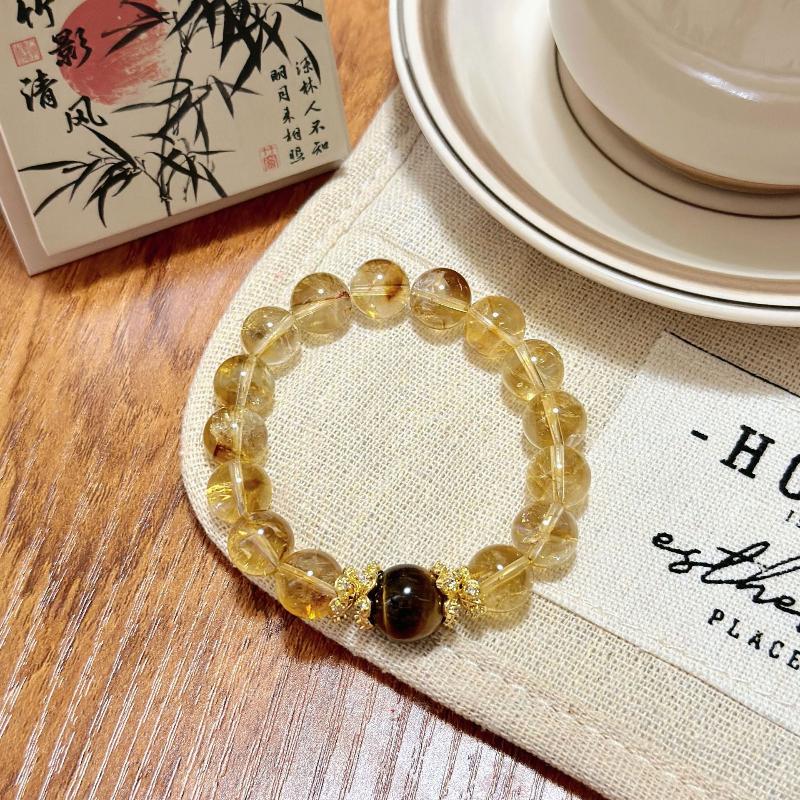 Natural Yellow Citrine & Tiger's Eye Bracelet