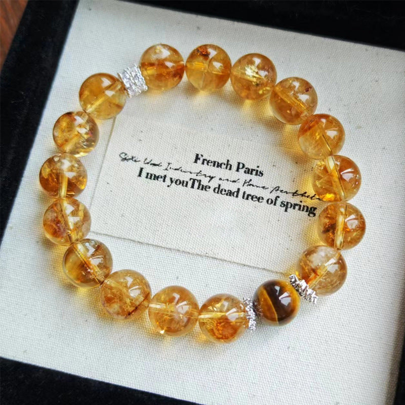 "Homebody's Favorite" Natural Yellow Crystal &amp; Tiger's Eye Bracelet