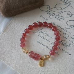 Radiant Peach Blossom Natural Pigeon Blood Strawberry Quartz Bracelet