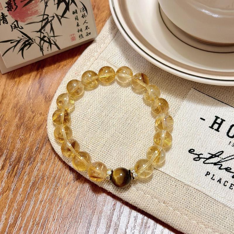 Natural Yellow Citrine & Tiger's Eye Bracelet