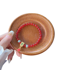 Playful Mahjong Red Agate Bracelet