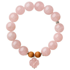 Natural Pink Rose Quartz Bracelet for Romantic Luck